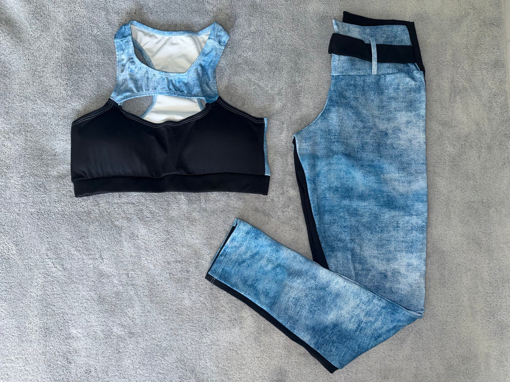 SET LEGGINGS DENIM PRINT