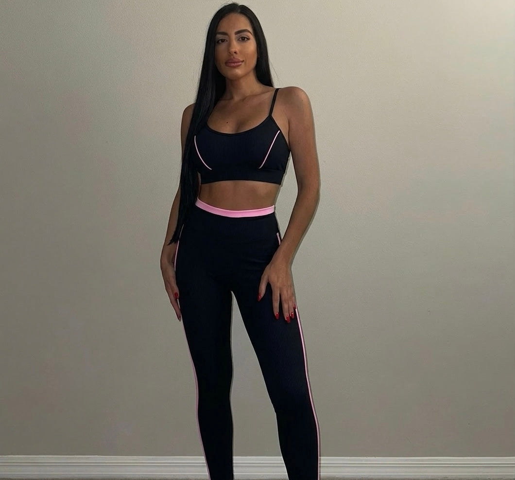 SET LEGGINGS BLACK AND PINK