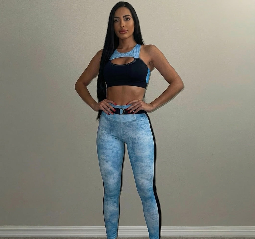 SET LEGGINGS DENIM PRINT