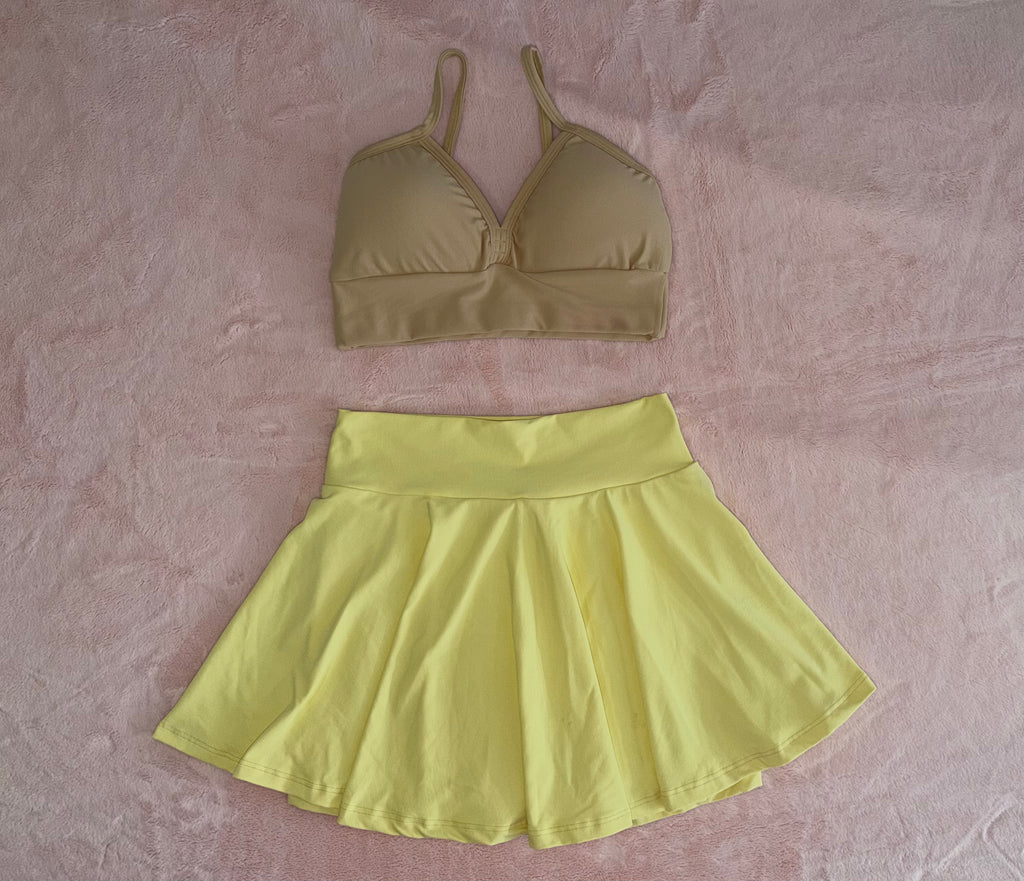 SOFT YELLOW MINI SKIRT SET