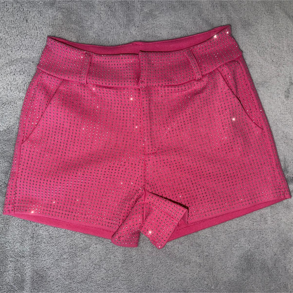 RHINESTONE SHORT HOT PINK